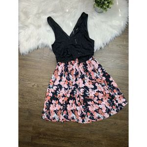 Ann Taylor Loft Gray Pink Floral Faux Wrap Dress